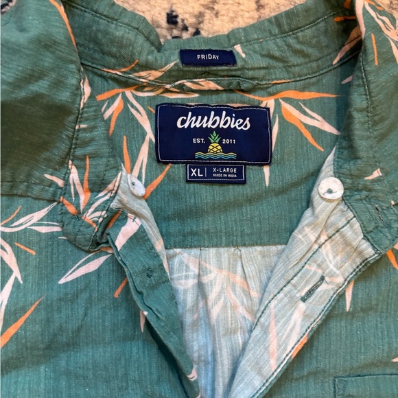 Chubbies Green and Orange Tropical Print Shirt - Picture 3 of 6